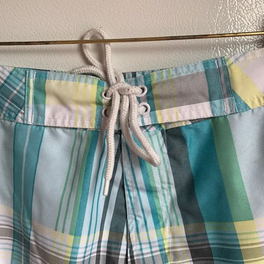 GAP Men’s Board Shorts / Turquoise Plaid / Fully Lined / Size: Large